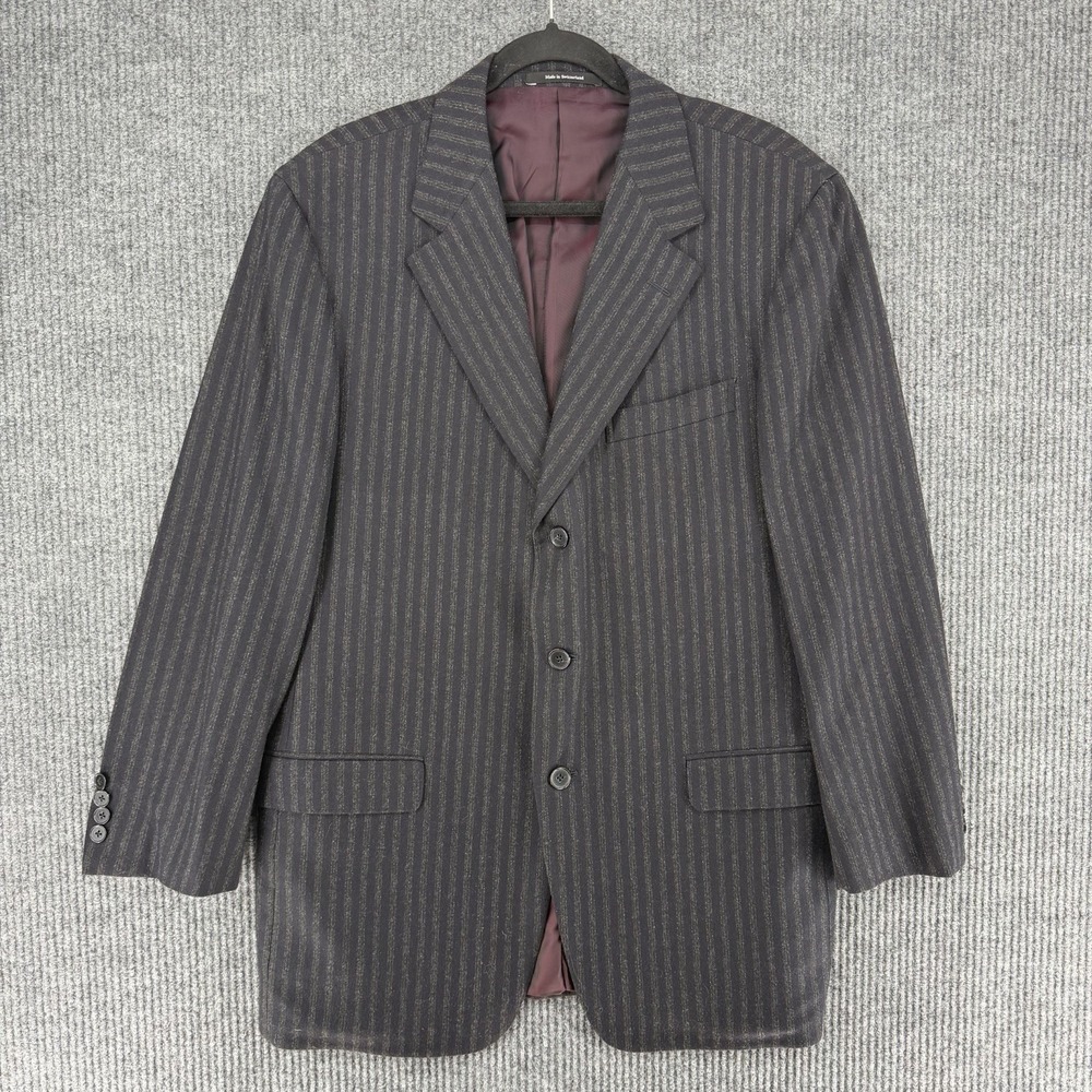 Ermenegelido Zegna Traveler Wool Cashmere strip blazer 54R made in Switzerland